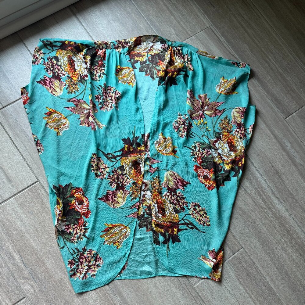 Boho floral kimono cardigan coverup - women's size M/L